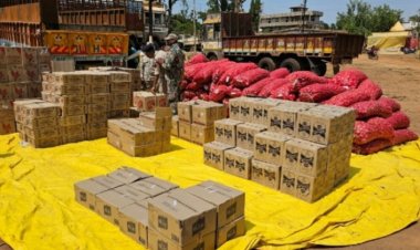 42 लाख रुपए की अंग्रेजी शराब ट्रक सहित पकड़ाया