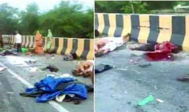 भीषण सड़क हादसे में 11 लोगों की मौत: बस को ठोकने के बाद लोगों को कुचलते हुए चला गया ट्रक