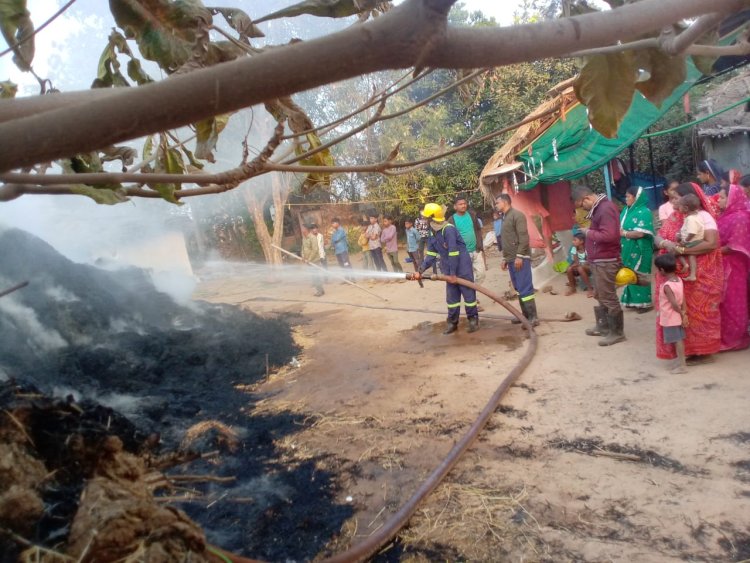 दारगांव में पैरावट में लगी आग, दमकल टीम ने समय रहते पाया काबू