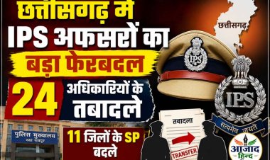 छत्तीसगढ़ में IPS अफसरों का बड़ा फेरबदल, 24 अधिकारियों के तबादले