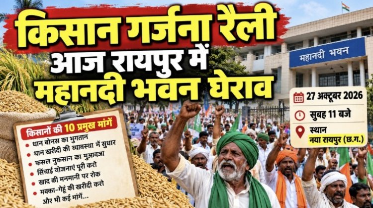 धान बोनस और किसानों की मांगों को लेकर आज रायपुर में किसान गर्जना रैली