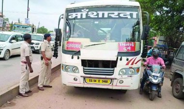 सर्विस रोड से चलने वाले 7 बसों पर कार्रवाई