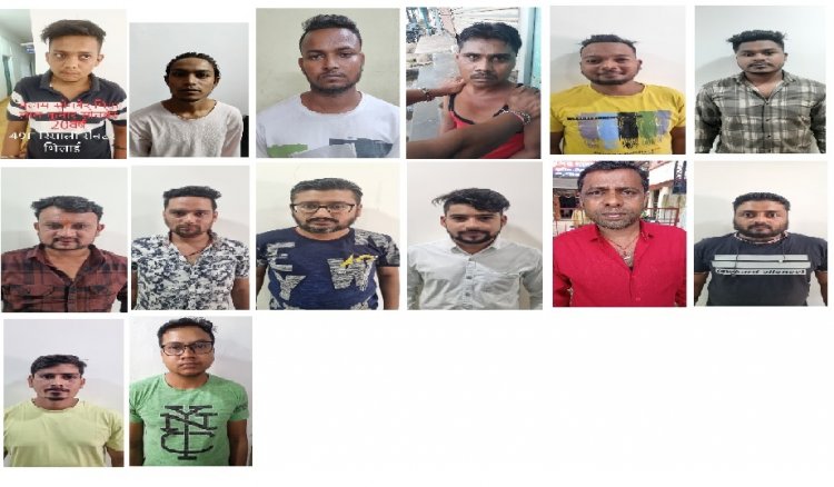 दुर्ग जिला पुलिस की बड़ी कार्रवाई, ऑनलाइन सट्टा खिलाने वाले 14 गिरफ्तार