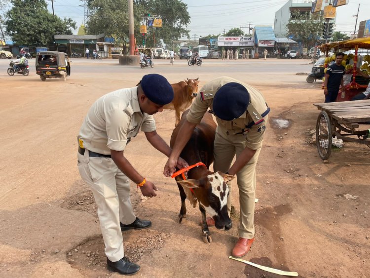 अंजोरा से कुम्हारी तक सड़क किनारे 'नो पार्किंग' में खड़े वाहनों पर कार्रवाई