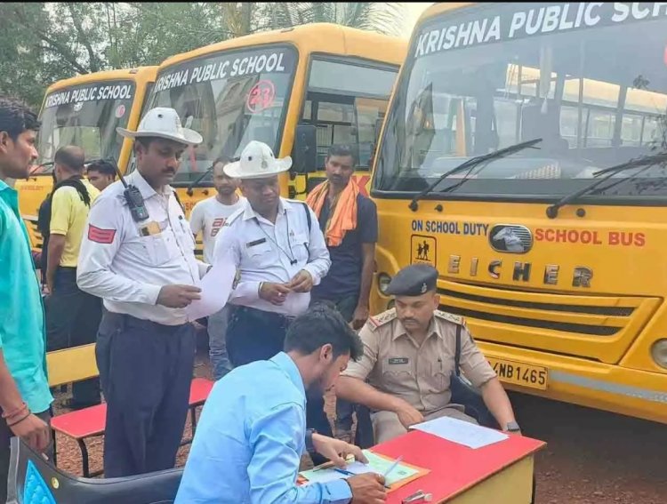 कृष्णा पब्लिक स्कूल की बसों में पाई गई कई खामियां