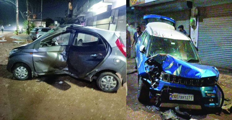 दुर्ग में बेकाबू ट्रक ने तीन कारों व दो बाइक को मारी टक्कर, एक की मौत