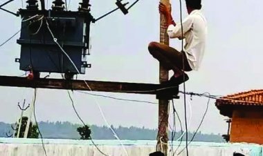 लापरवाही: प्राचार्य ने बच्चों को बिजली खंभे पर चढ़ाया