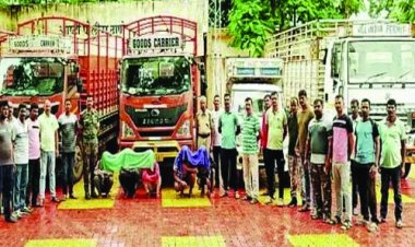 कत्लखाना ले जाते 58 लाख रुपए की 104 गौवंश बरामद, 8 तश्कर गिरफ्तार