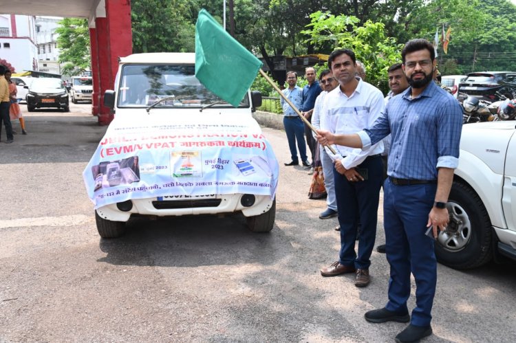 कलेक्टर ने ईव्हीएम एवं वीवीपैट मशीन के प्रचार-प्रसार के लिए मोबाईल डेमोन्सट्रेशन वैन को हरी झंडी दिखाकर किया रवाना