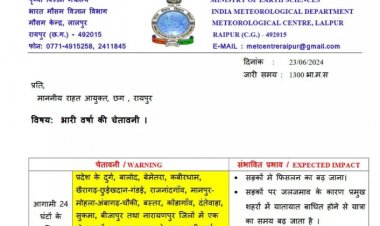 दुर्ग, बालोद, बेमेतरा सहित 13 जिलों में भरी बारिश की चेतावनी