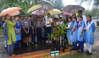 भिलाई विद्यालय में वृक्षों को बांधा रक्षा सूत्र, पर्यावरण सहेजने का लिया संकल्प 