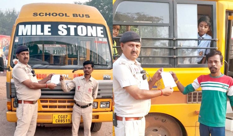 भिलाई में शराब पीकर बस चालने वाले माइल स्टोन और नागसेन स्कूल के चालकों पर कार्रवाई
