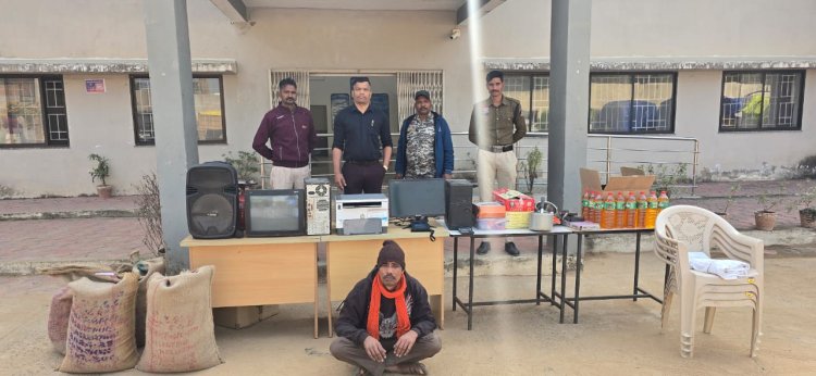 तीन स्कूलों में चोरी करने वाला शातिर चोर गिरफ्तार, ₹96 हजार का सामान बरामद