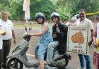 रेल चौक पर सड़क सुरक्षा अभियान, हेलमेट-सीट बेल्ट पहनने वालों का चॉकलेट देकर किया सम्मान