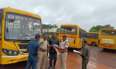 दुर्ग में 201 स्कूल बसों की जांच, 12 बसों पर चालान, 41 चालकों में बीपी-शुगर की शिकायत