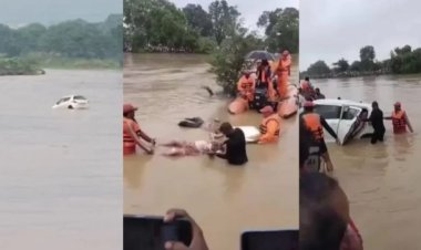 चार दिन बाद उफनते नाले से निकली कार, पूर्व सरपंच और पत्नी के शव बरामद, हाथों में हाथ थामे मिली अंतिम विदाई