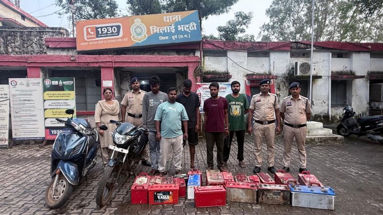 भिलाई में ट्रकों की बैटरी चुराने वाले 6 गिरफ्तार, 2 लाख की 19 बैटरियां बरामद